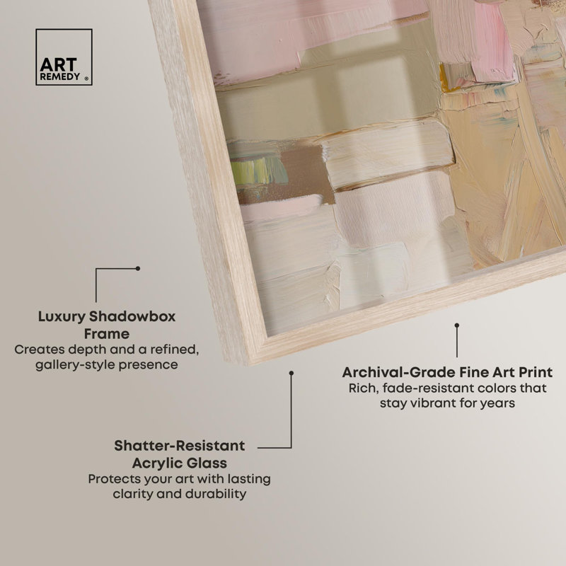 «Earthy Glam Gold II Boho Decor Shadowbox» par Art Remedy, H 31 po x l 37 po, Crème, crème