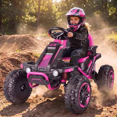 VTT 36V pour enfants, voiture électrique à 4 roues avec 2 moteurs de 300 W, suspension à ressort, Bluetooth, musique et lumières DEL