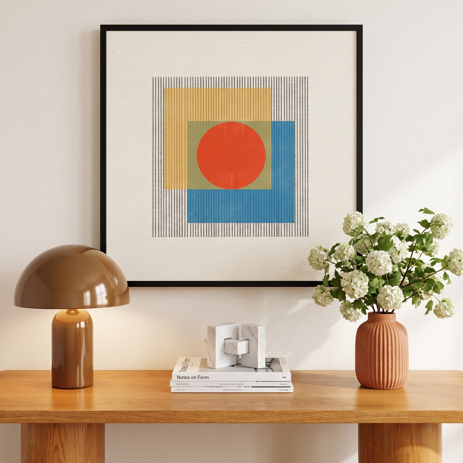 Midcentury Modern Object No 3 Print, Black, 33" H x 33" W x 1" D