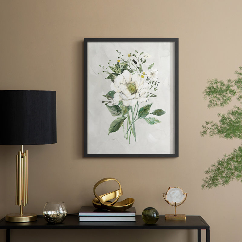 «White Farmhouse Botanical I», reproduction encadrée - bois massif, Noir, noir, noir, noir, H 15 po x l 12 po