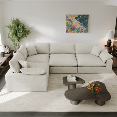 Amika Upholstered Cloud Couch Modular Sectional Sofa for Living Room and Bedroom