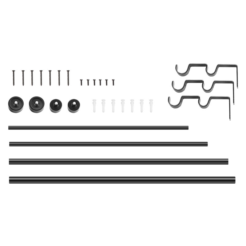 Adjustable Black Double Curtain Rods with Cap Finials