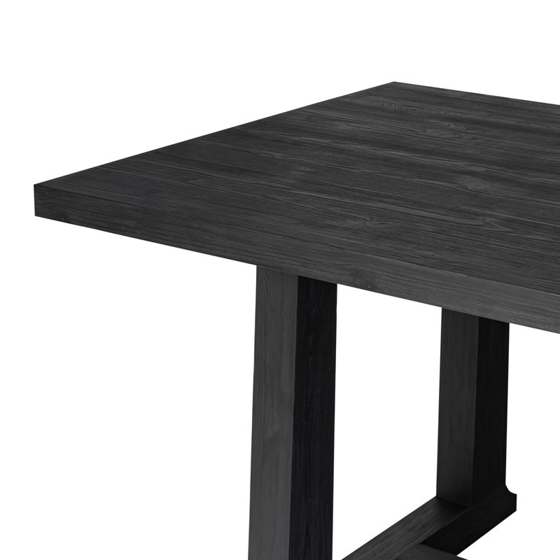Otto Pine Wood Dining Table, Black, 30" H x 39.25" W x 110" L