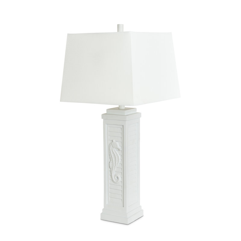 Sea Horse Shutter - 32" Shutter Lamp with USB - Set of 2 - White Finish, White