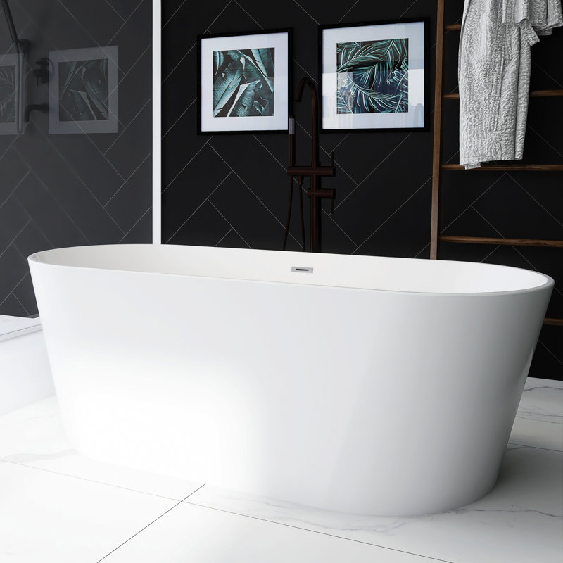Baignoire de trempage autoportante en acrylique 67 po, Blanc