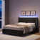 Bed Frame with Headboard and LED Lights, Leather Upholstered Bed Frame, Wingback/Headboard Splicing Design, No Box Spring Needed, Easy Assembly