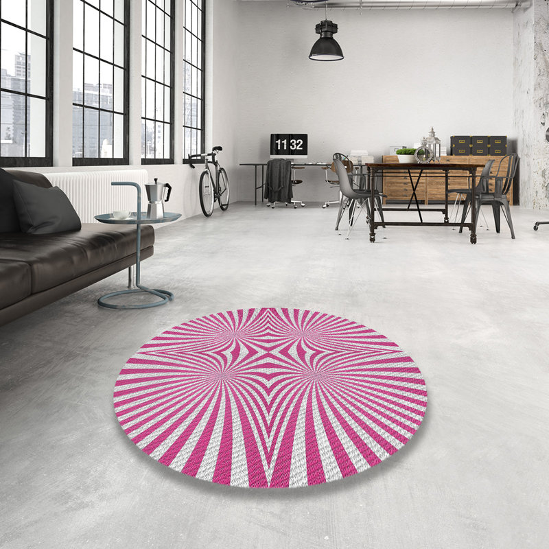 Rose/Tapis décoratif grise, Rond 7 pi