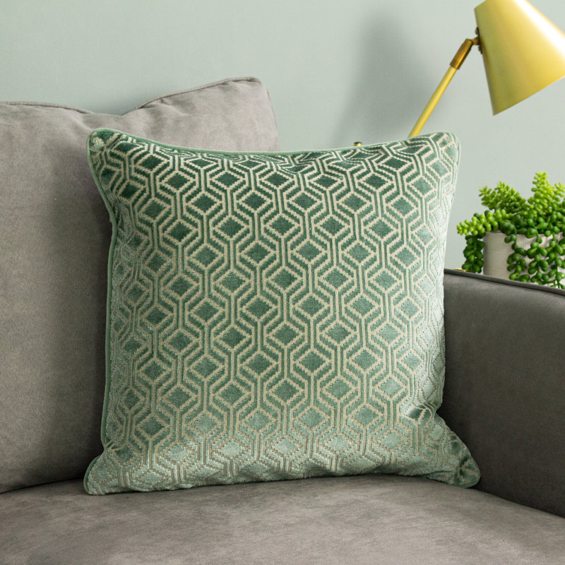 Avenue Geometric Square Throw Cushion, Mint