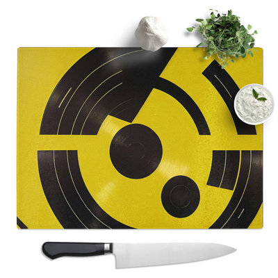 Abstract Vinyl Record Art Vol.3  Glass Chopping Board