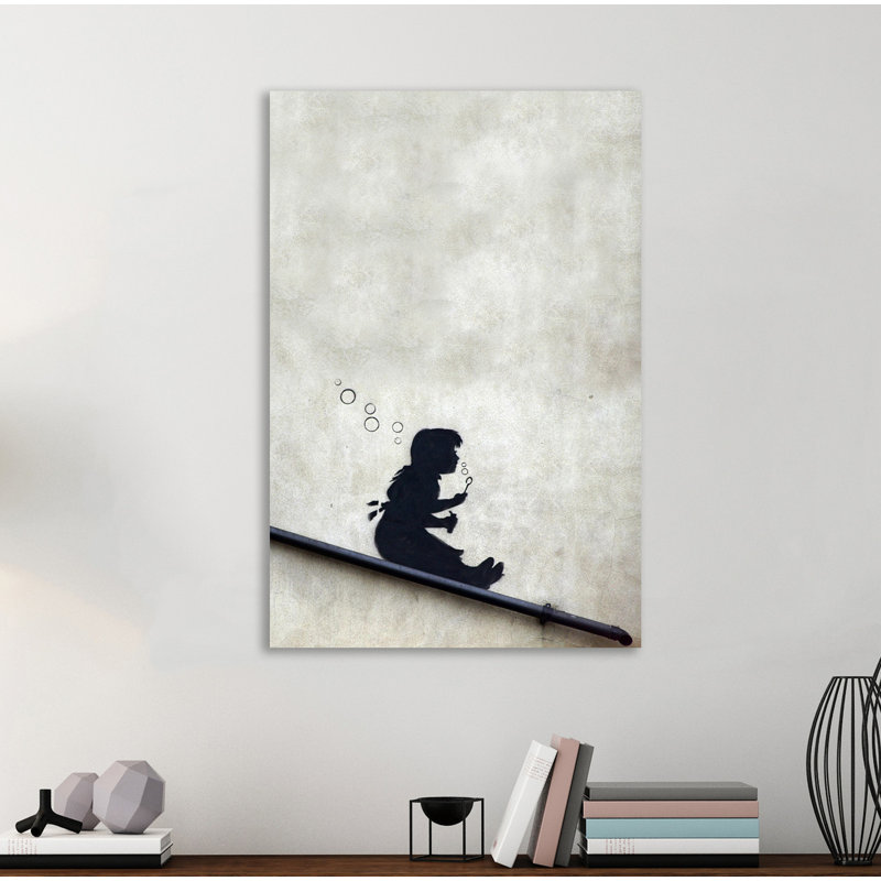Bubble Girl II by Banksy - Wrapped Canvas Print, 46 cm H x 30 cm W x 3 cm D