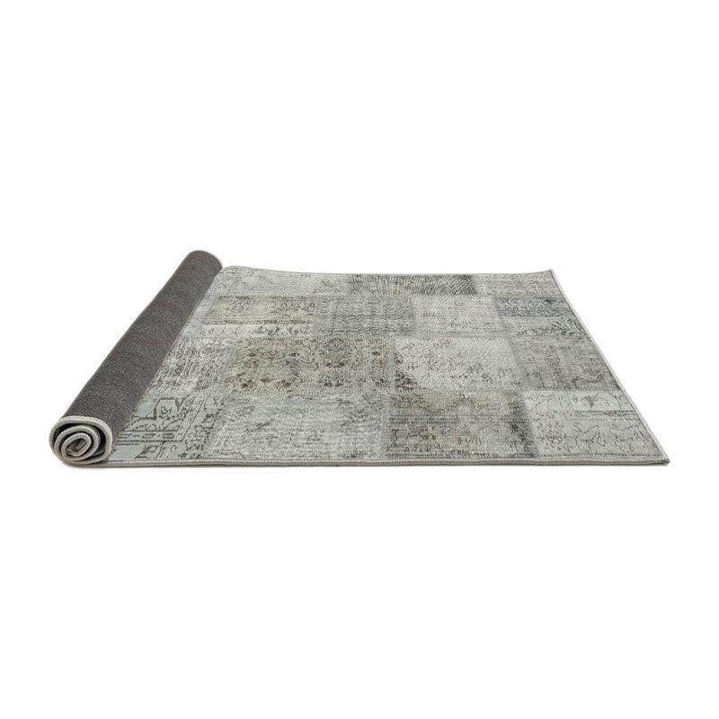 Tapis contemporain gris / beige, Rond 4 pi