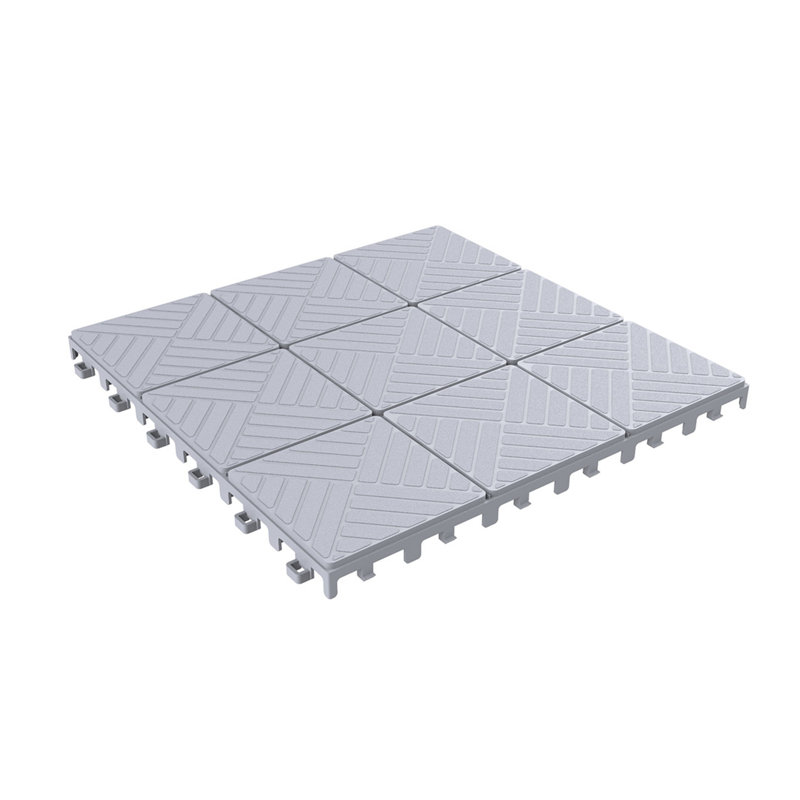 Paquet de 12 tuiles de terrasse pour l'extérieur - Revêtement de sol extérieur en polypropylène imbriqué gris