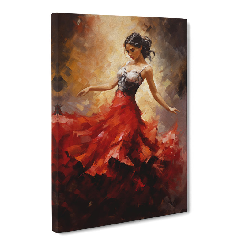 Flamenco Dancer Impressionism No.2 - Wrapped Canvas Print, 50cm H x 35cm W x 3cm D