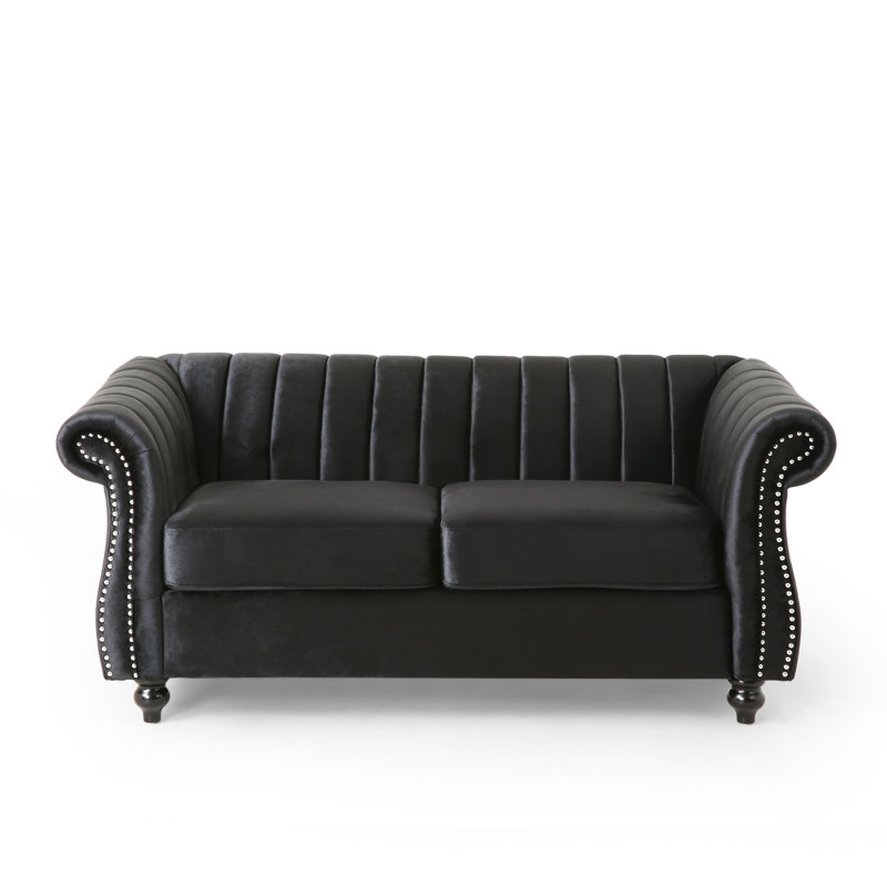 Canapé rembourré 61,75 po, Velours noir