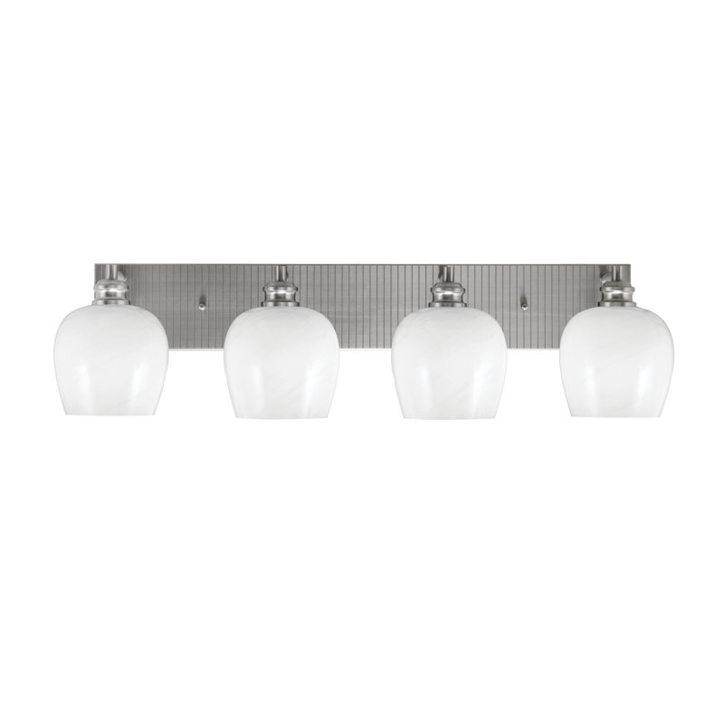 Edge 4 Light Bath Bar With 6" Glass, Brushed Nickel