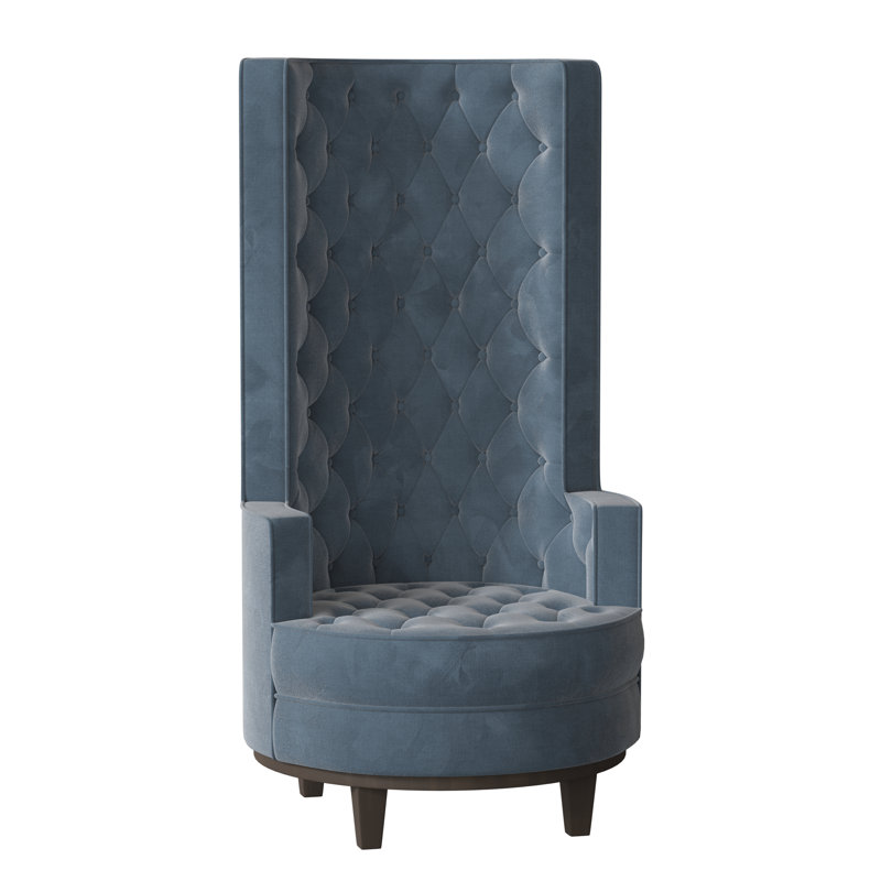Norma Wingback Chair, Bella Ocean Performance Velvet, Brown Mahogany