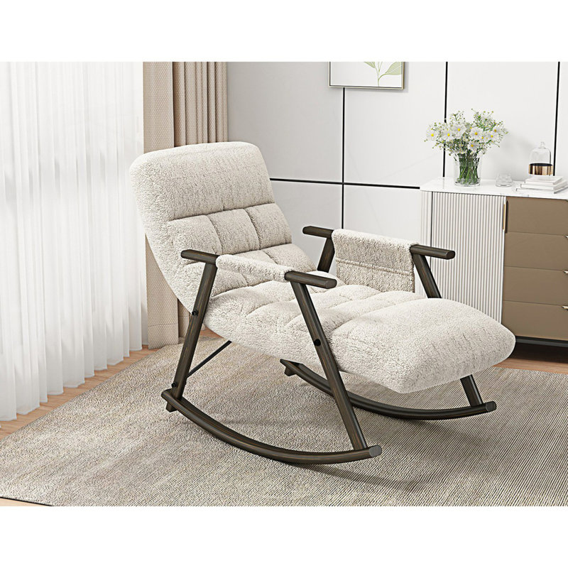 Chaise berçante pliante, chaise berçante rembourrée, Blanc