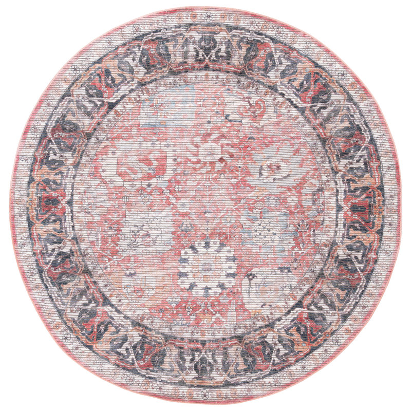 Serapi Performance Machine Washable Oriental Rug, Round 6'7"
