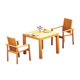4 Seats 5 Pcs Grade-A Teak Wood Dining Set: 36" Square Table And 4 Clipper Stacking Arm Chairs #11CP0804