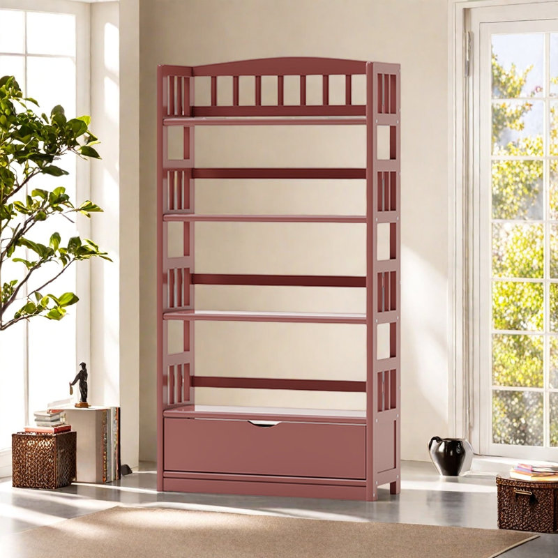 Bibliothèque pratique et de haute qualité, (4 tablettes) H 59,8 po x l 31,4 po x P 11,2 po, Rose
