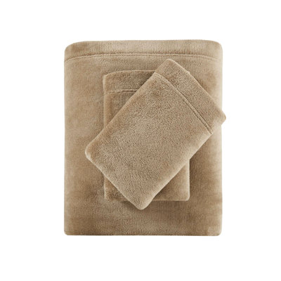 4 Pcs Full Size Sheet , Taupe, 100% , Soft Velvet Feel, Double Brushing, Bed Linens Taupe , Brushed Both Sides, Elasticized Fitted Sheet, Machine Washable Luxury