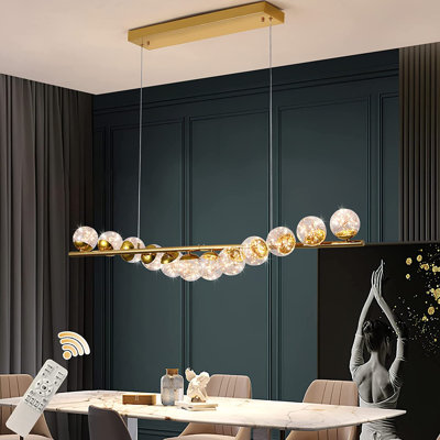 Nirupa 12 - Light Dimmable Gold LED Kitchen Island Pendant with Remote Control Included