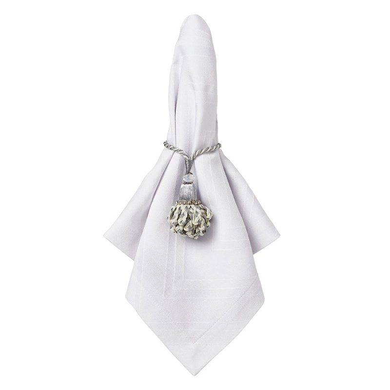 Serviette en polyester 20 po Brussels, Blanc à motif