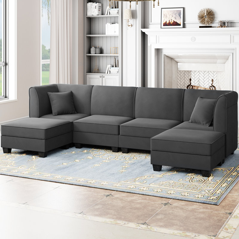 Canapé modulaire 6 pièces Emmett, Gris foncé