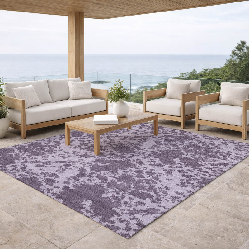 Machine Washable Indoor/Outdoor Chantille ACN2919 Abstract Rug, 8' x 10', Lavender