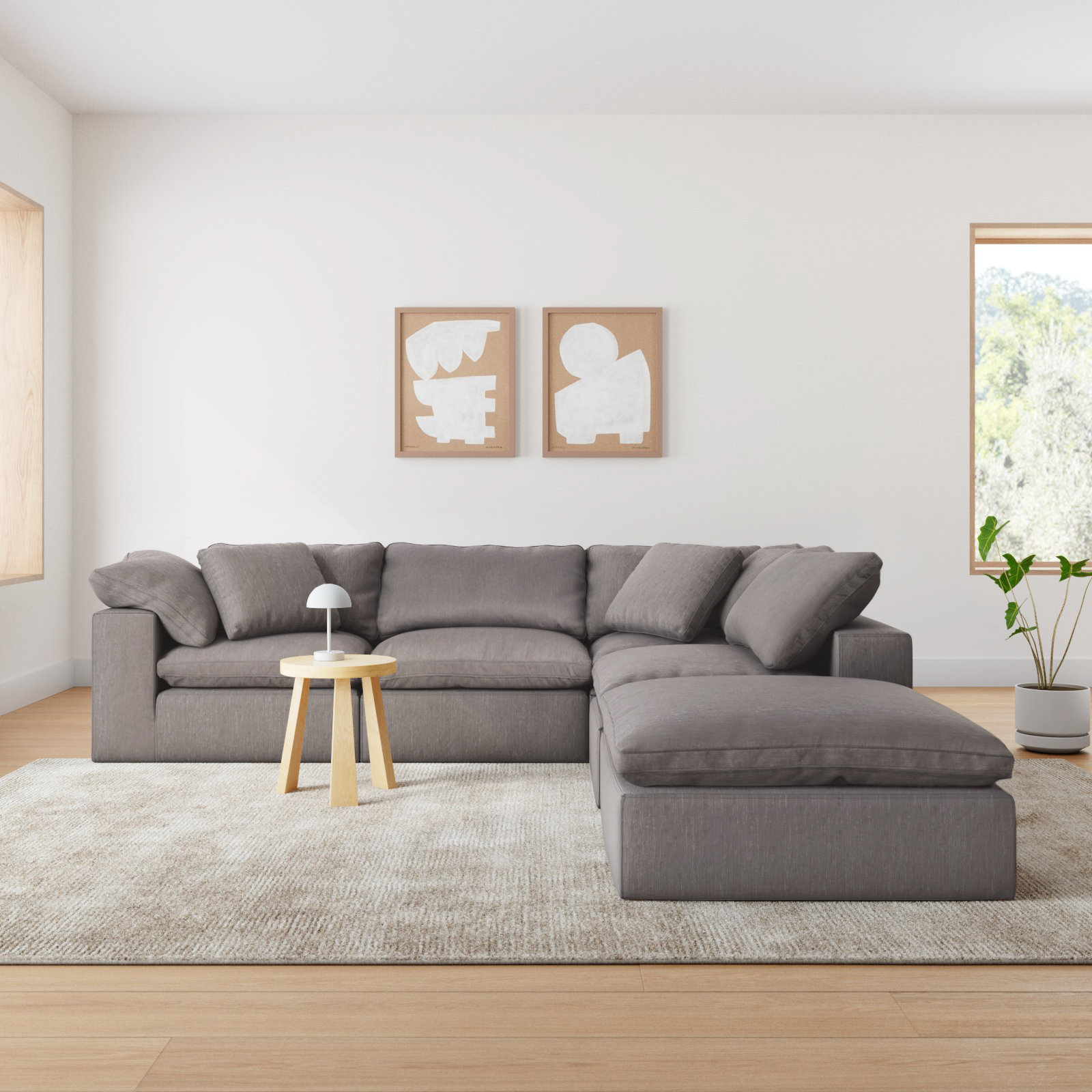 Armand 5 - Piece Performance Fabric Modular Sectional, Gray