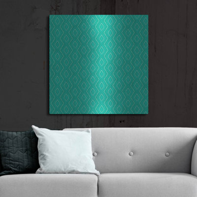 Art mural en métal Orren Ellis «Teal Diamonds» par Hello Angel, 36 po x 36 po