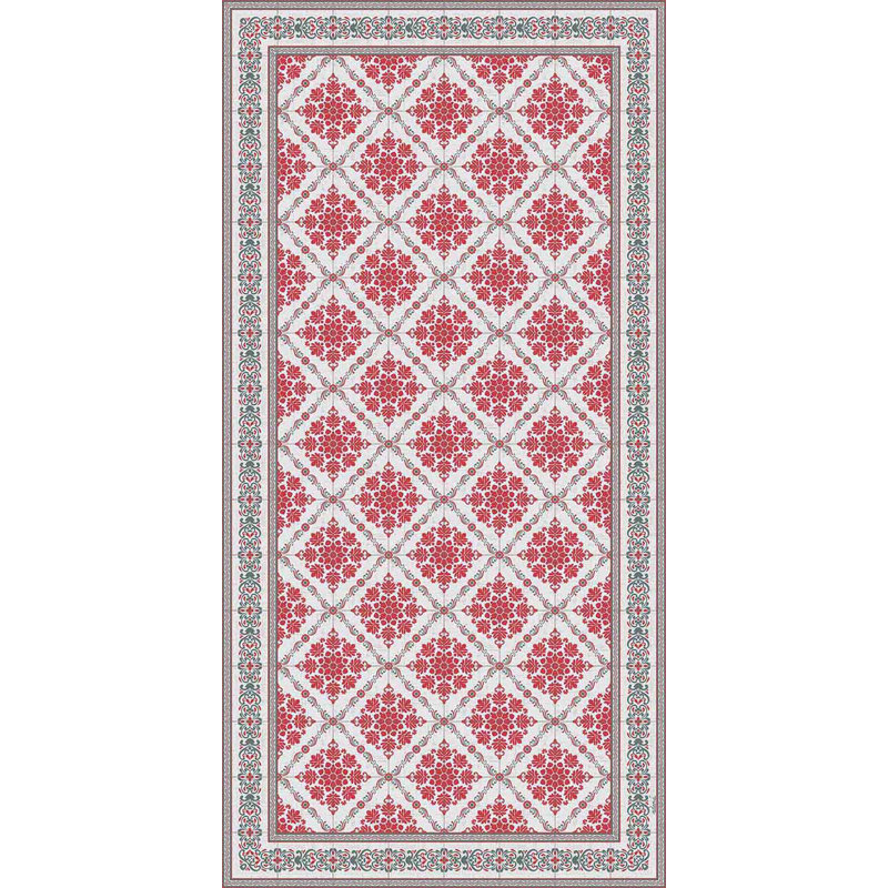  Noelia Red Easy to Clean Vinyl Mat, Rectangle 5' x 7'