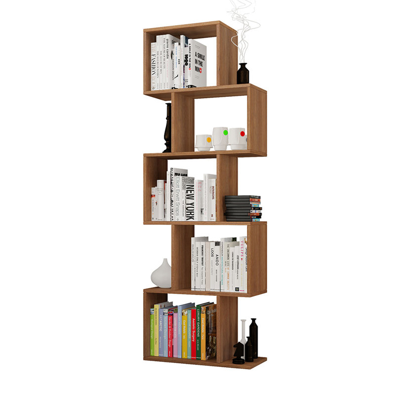 Chauncey 59.06" H x 23.62" W Geometric Bookcase, Walnut