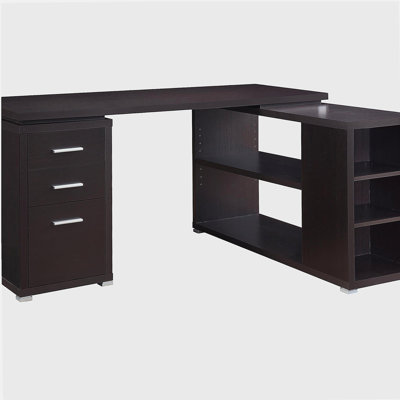 Tona Cappuccino 3-Drawer L-shape Computer Desk