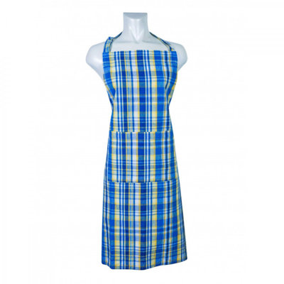 Blue Stone-Check Pattern Apron