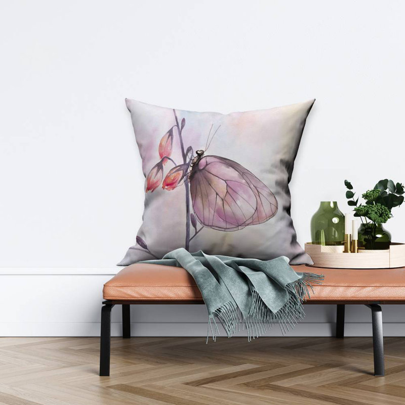 Delicate butterfly Insect Romantic poly twill throw | Home Decor, Pillow Cover Only - No Insert, Square 26"