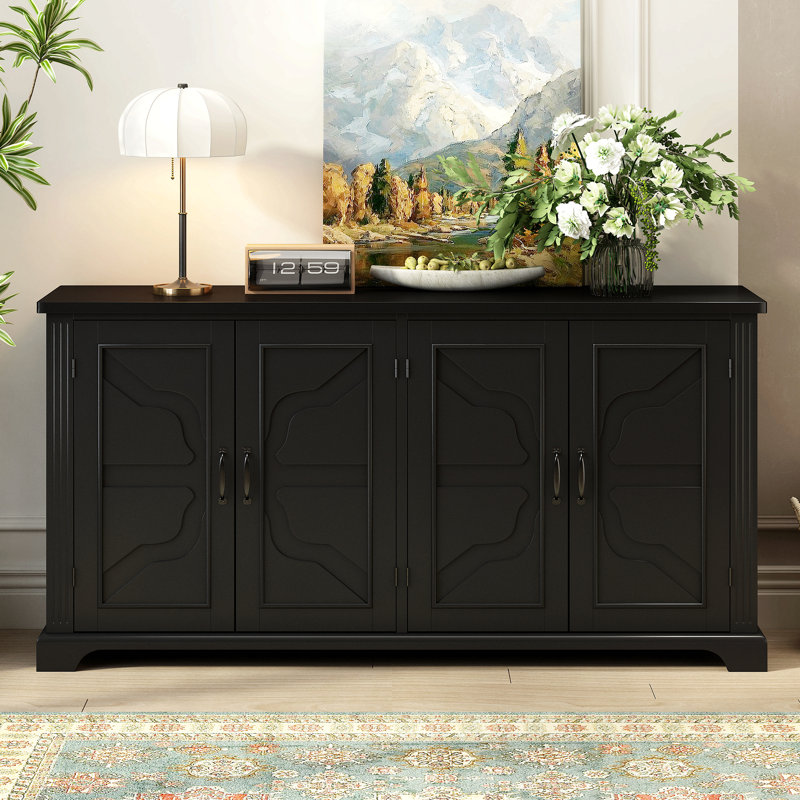 American Country Style Wooden Sideboard, for Hallway Entryway Living Room Dining Room , Black