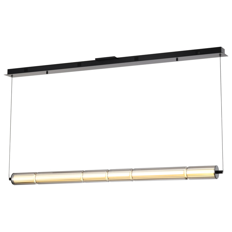 Holzer - LED 48 Inch Island Pendant - Matte Black Finish - Smoked Glass