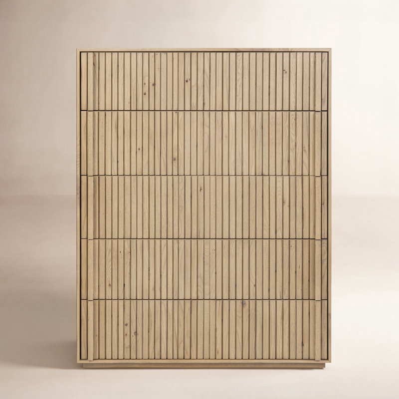 Leo 5 Drawer Dresser-Rustic Grey, Rustic Light Natural