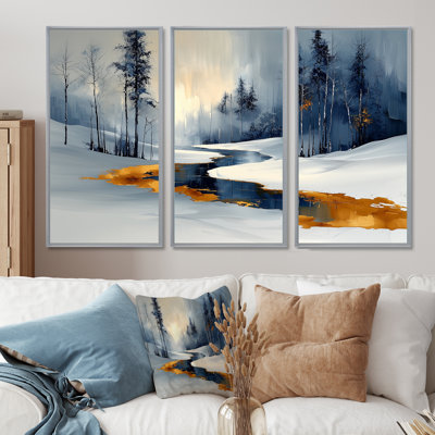 «Gold Frosted Morning II», ensemble de reproductions d'art mural de Noël