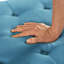 Grand repose-pieds carré avec rangement et pieds en bois, table basse capitonnée avec garniture cloutée, bleu clair-125534816