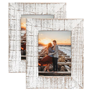 4x6 Picture Frame Wood Pattern Distressed White Photo Frames Packs 4 with  Hig