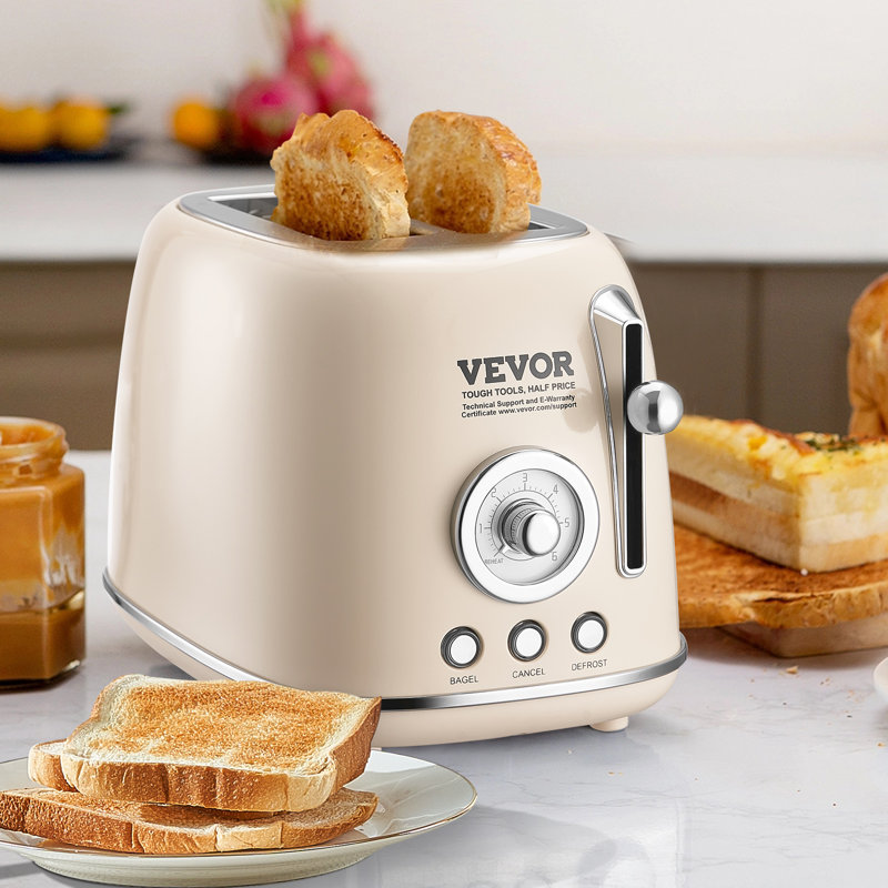 VEVOR Brushed Stainless Steel Toaster, 2 Slice, 825W 1.5'' Extra Wide Slots Toaster