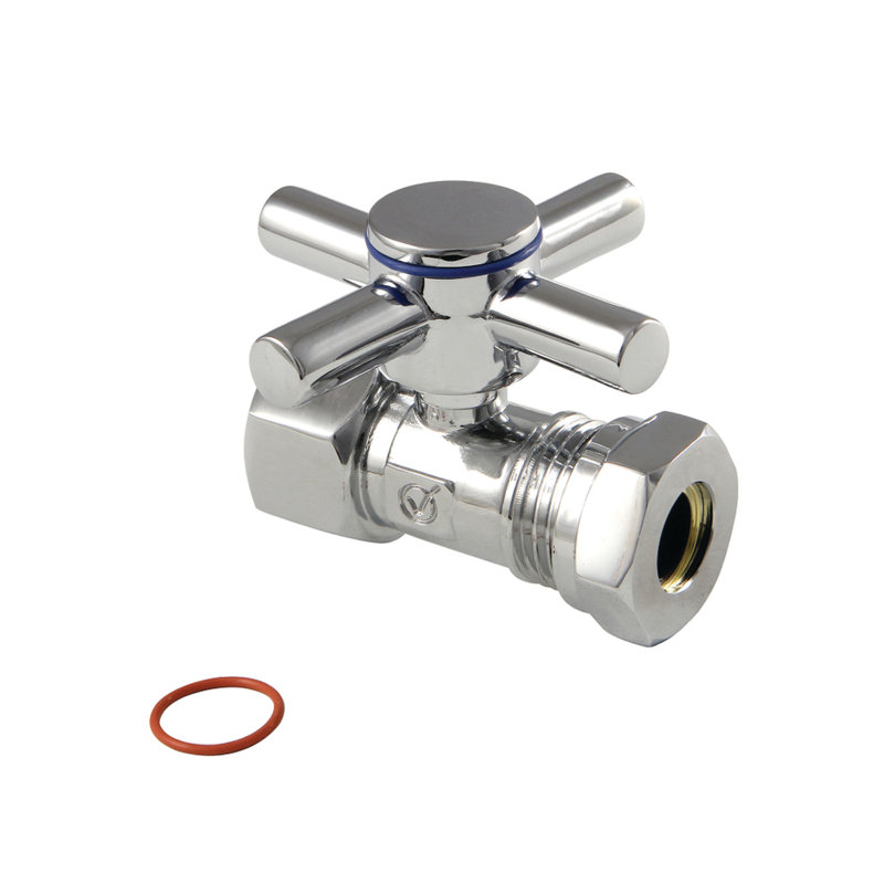 Kingston Brass Concord 1/2-Inch FIP x 1/2 or 7/16-Inch Slip Joint Quarter-Turn Straight Stop Valve, Polished Chrome