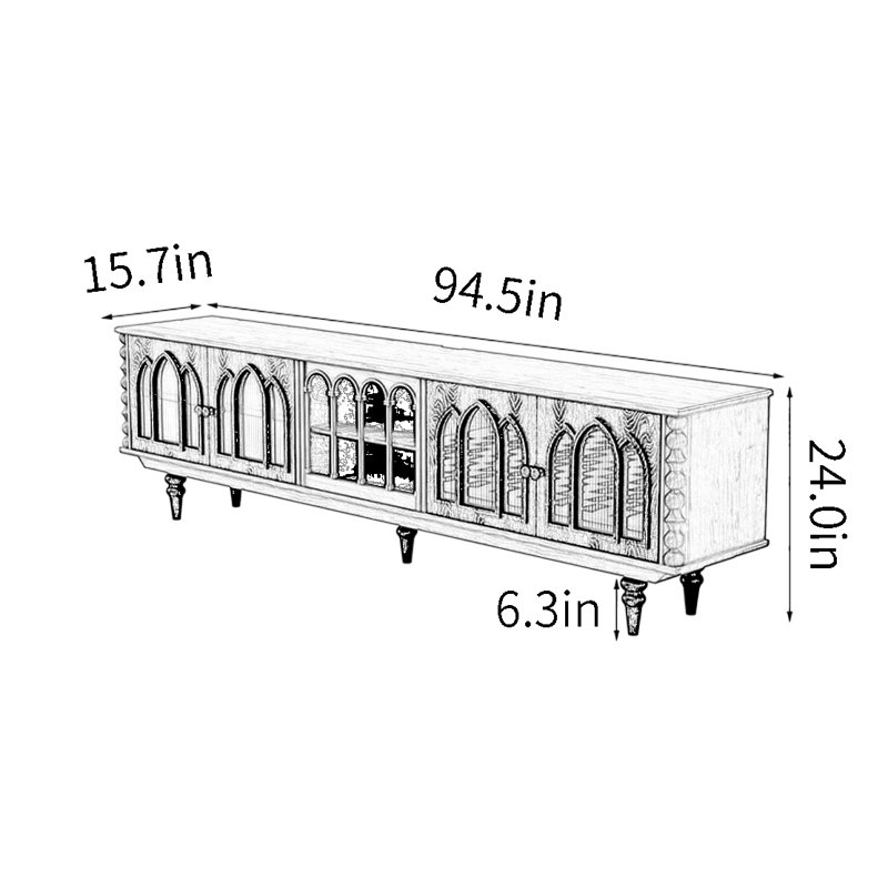 Meuble télé rétro français, 94.5"