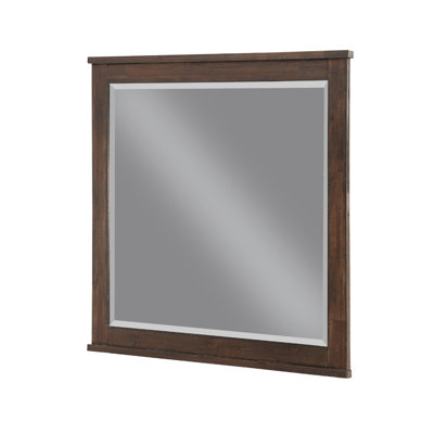 Niti Dresser Mirror, Rustic Dark Brown Birch Wood Frame, 41 X 42