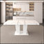 Table de salle à manger extensible pour 6-10, table de cuisine extensible en faux marbre blanc moderne avec base à double colonne, grand rectangle