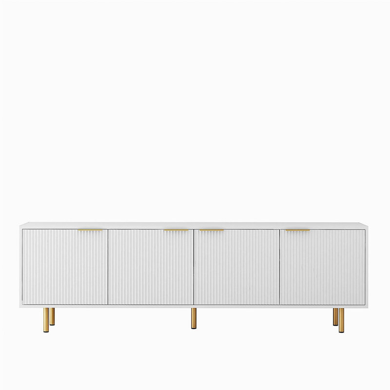 Meuble télé blanc moderne de conception ondulée de 68 po avec porte de rangement, meuble télé, meuble télé, convenant aux téléviseurs de 55 po et plus, salon