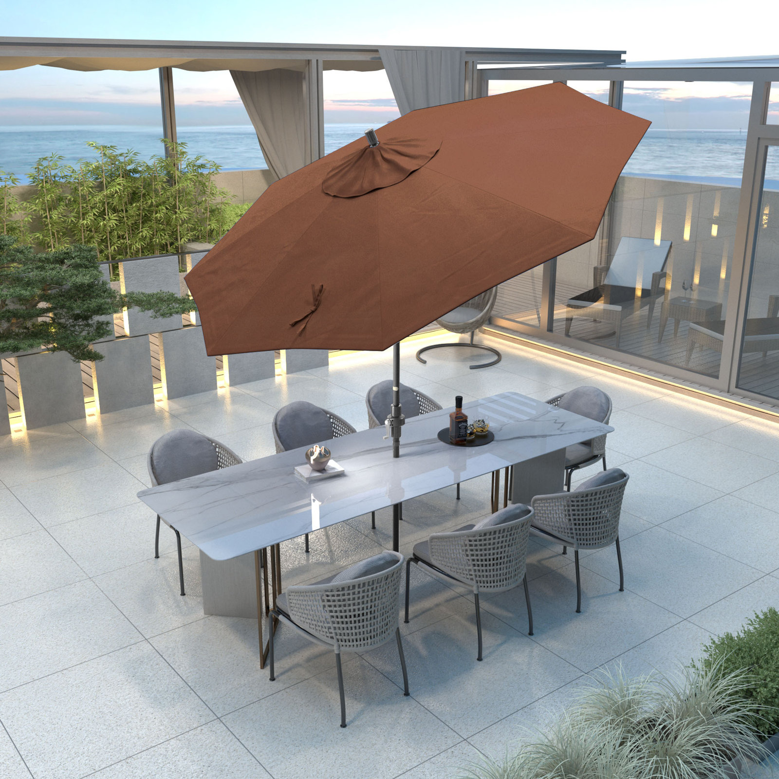 108'' Sunbrella® Outdoor Umbrella, Canvas Terracotta Sunbrella® Canvas