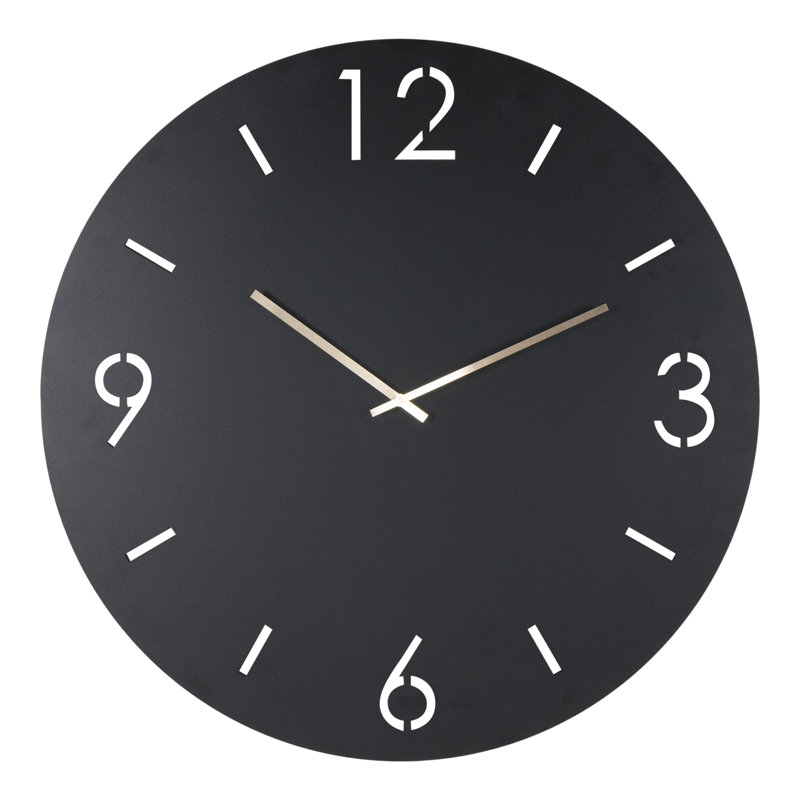 TIME Metal Wall Clock, Large, Black